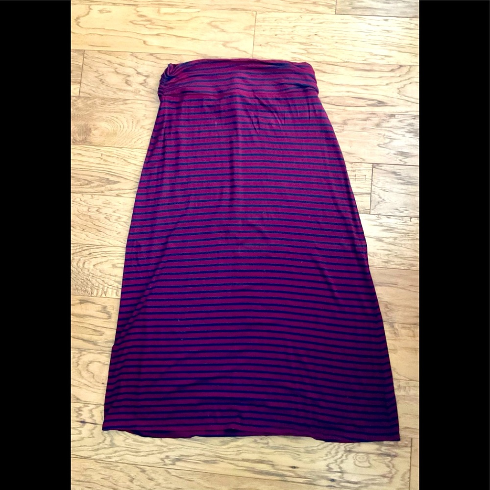 JCrew Maroon and Navy Stripe Maxi Skirt